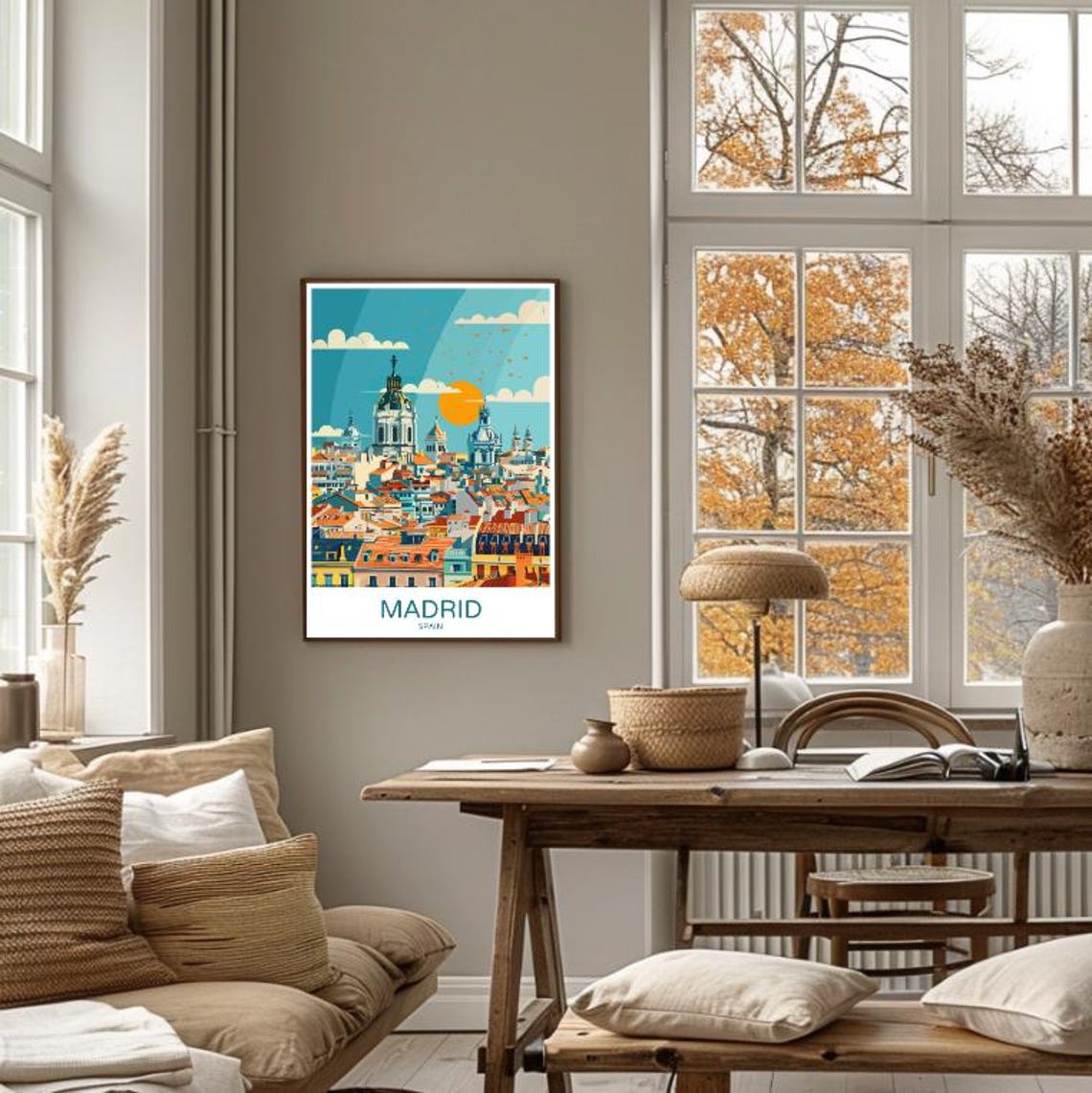Madrid Spain Historic Old Town Rooftops at Sunset Travel Poster - Image 4