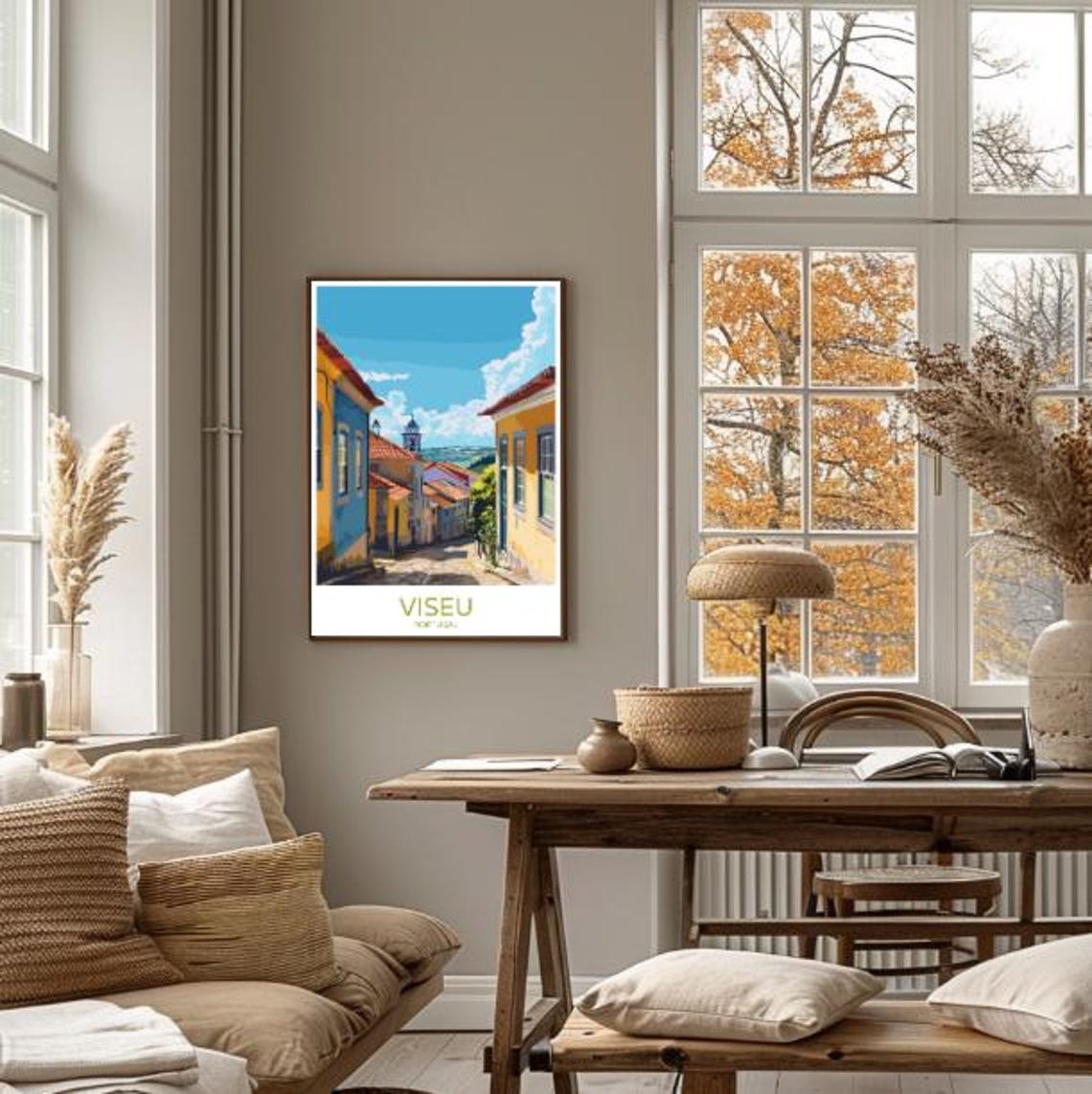 Viseu Portugal Travel Poster Cityscape Art Of Viseu Cathedral Old Town Portugal Travel Gift Modern Wall Decor Artwork - Image 4