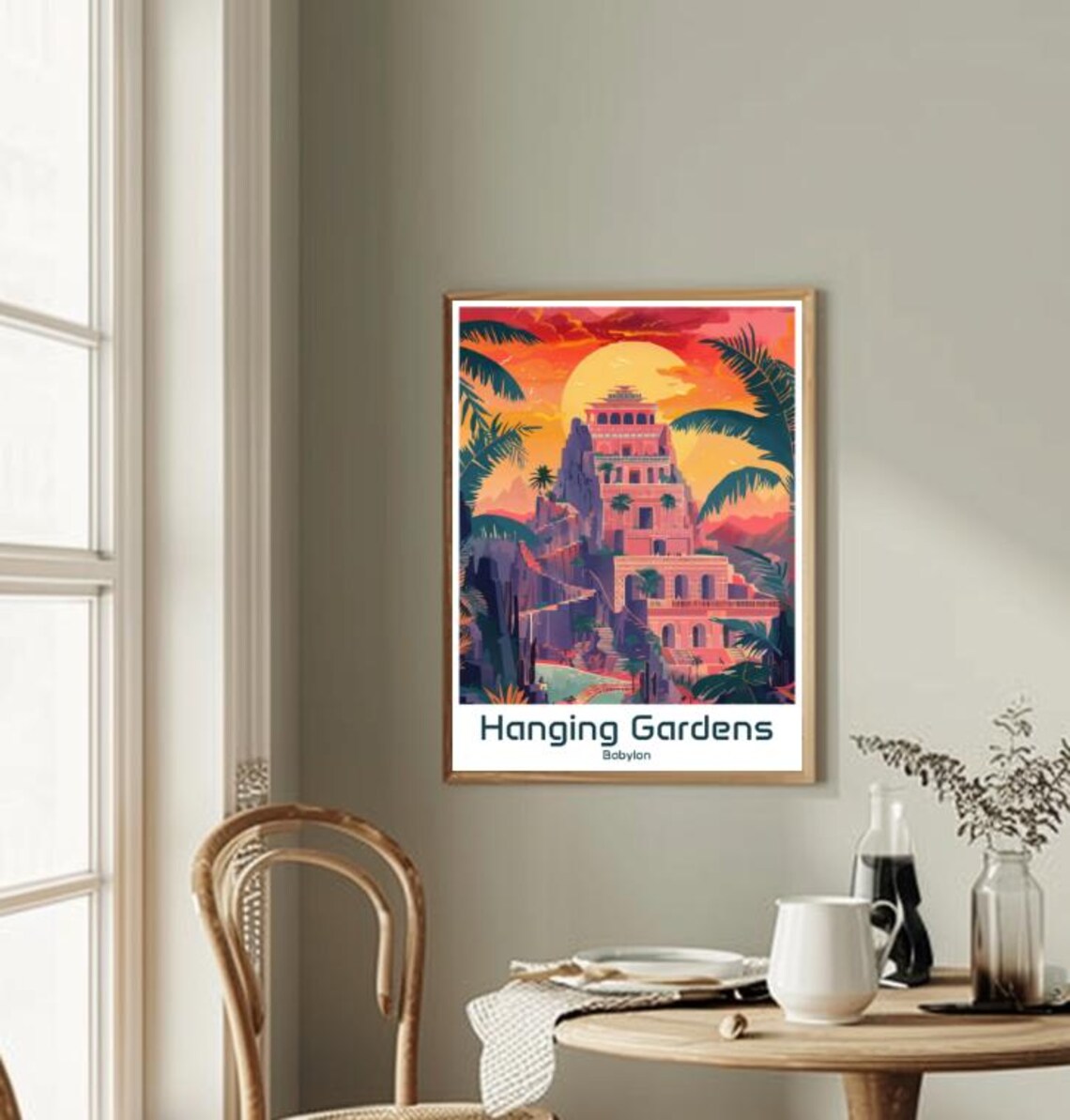 Hanging Gardens Of Babylon Ancient Wonder Sunset Palm Oasis Poster - Image 2