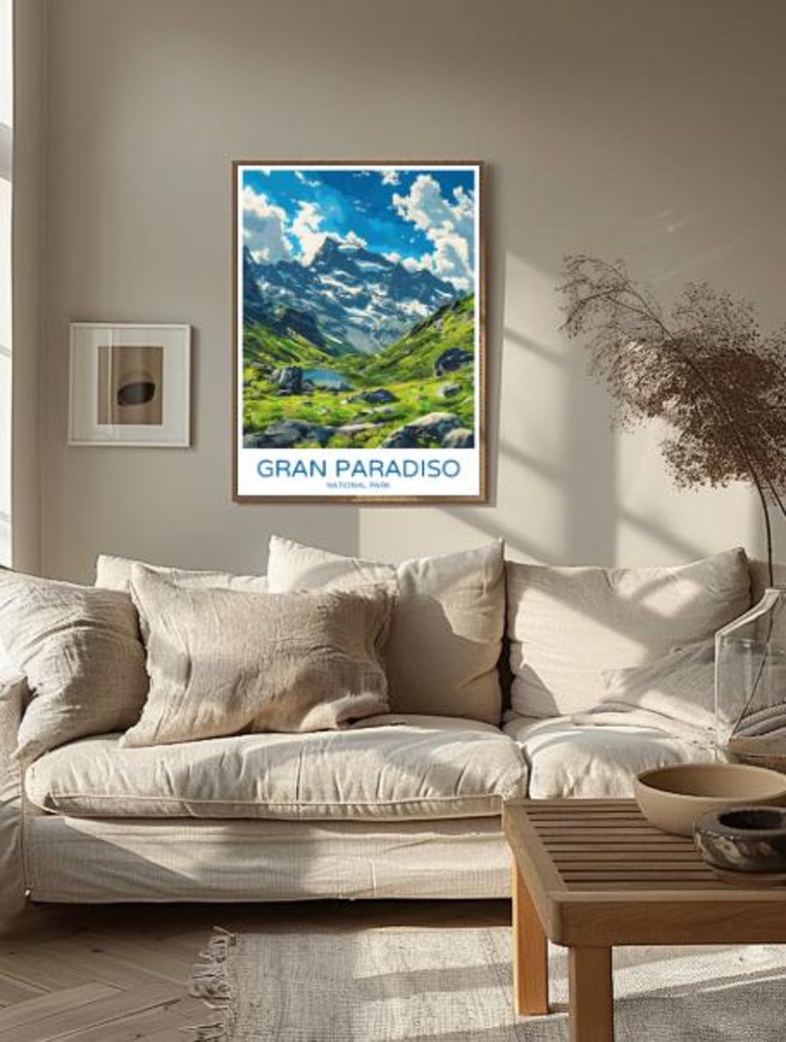 Gran Paradiso National Park Italy Poster Snowy Peak Alpine Lake View - Image 2