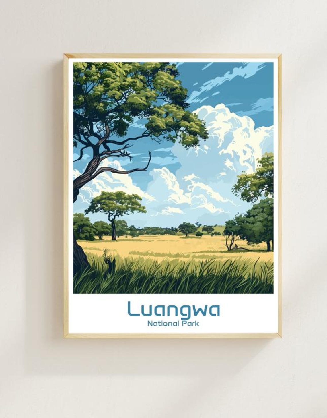 Luangwa National Park Travel Postervintage African Wildlife Wall Art Zambia Landscape Print Scenic Nature Decor Safari Travel Gift For Home