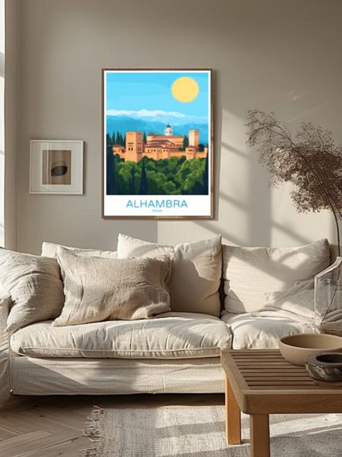 Alhambra Spain Moorish Palace Beneath Snowy Peaks Travel Poster - Image 2