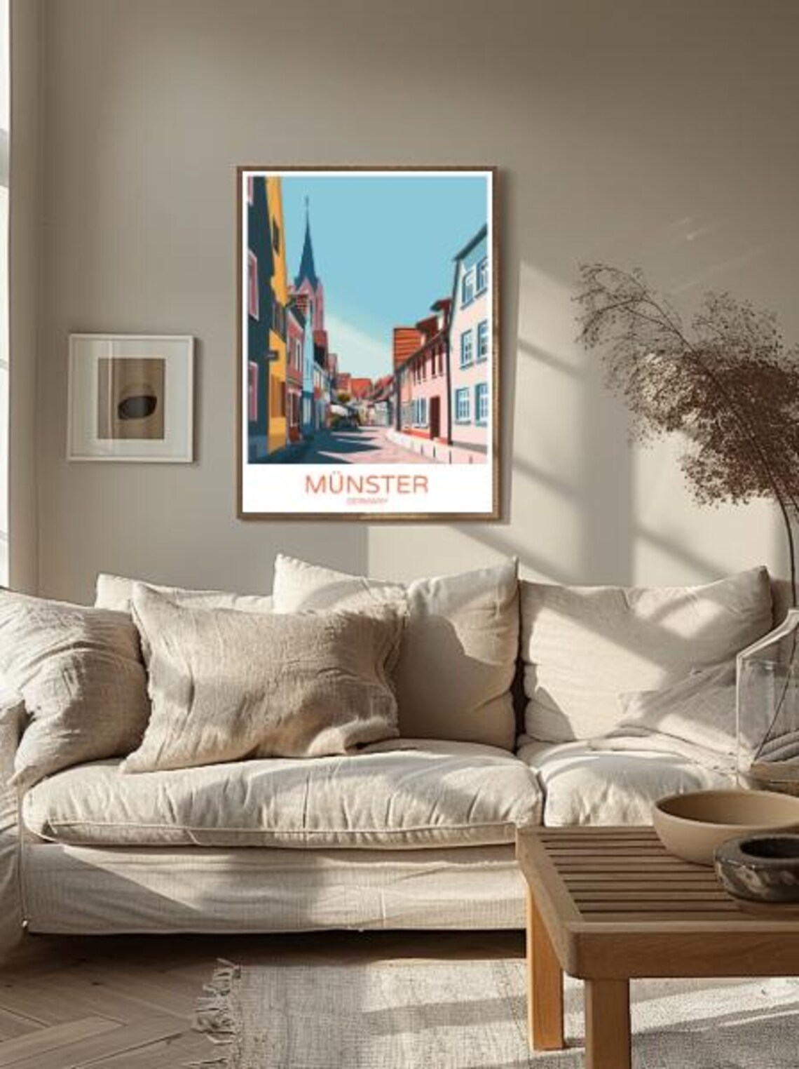 Münster Germany Travel Poster Colorful Street And Church Spire View - Image 2
