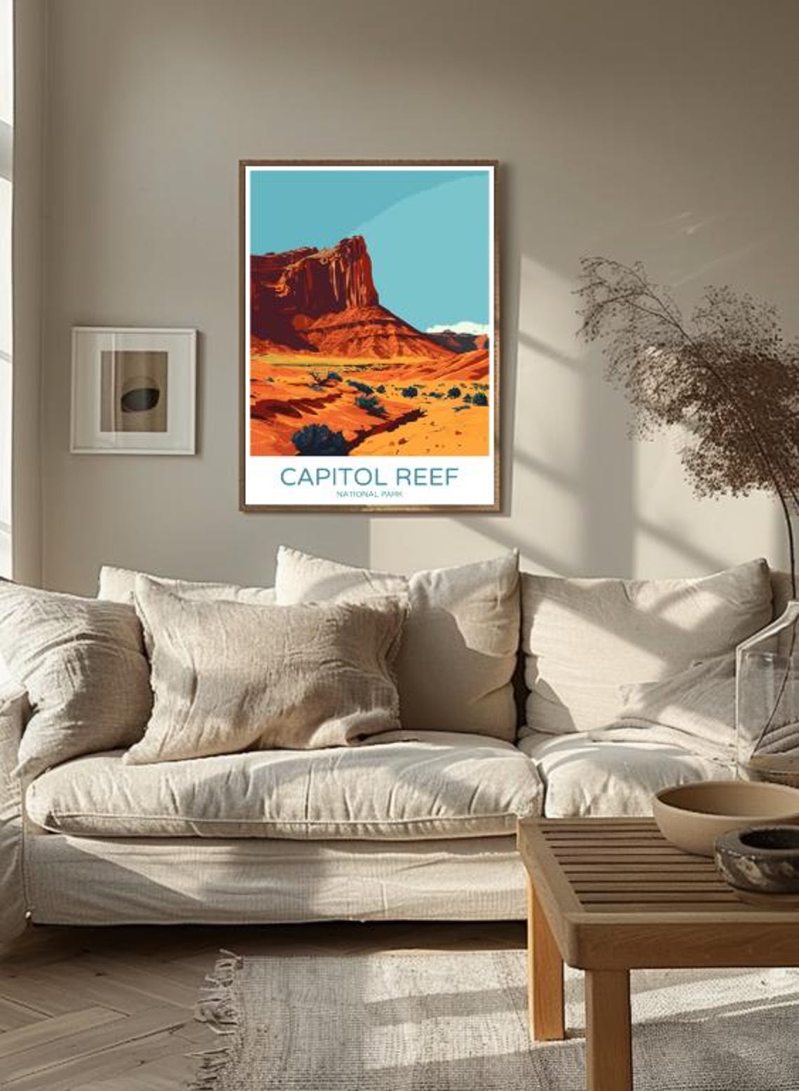 Capitol Reef Red Rock Cliffs And Desert Dunes Utah Travel Poster - Image 3