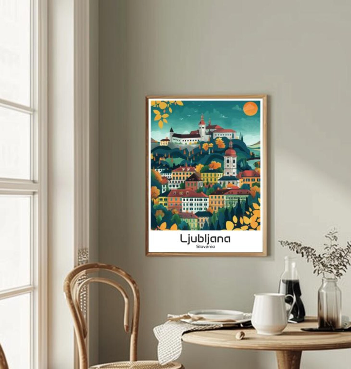 Ljubljana Slovenia Castle Hill Autumn Old Town Scenic Travel Poster - Image 2