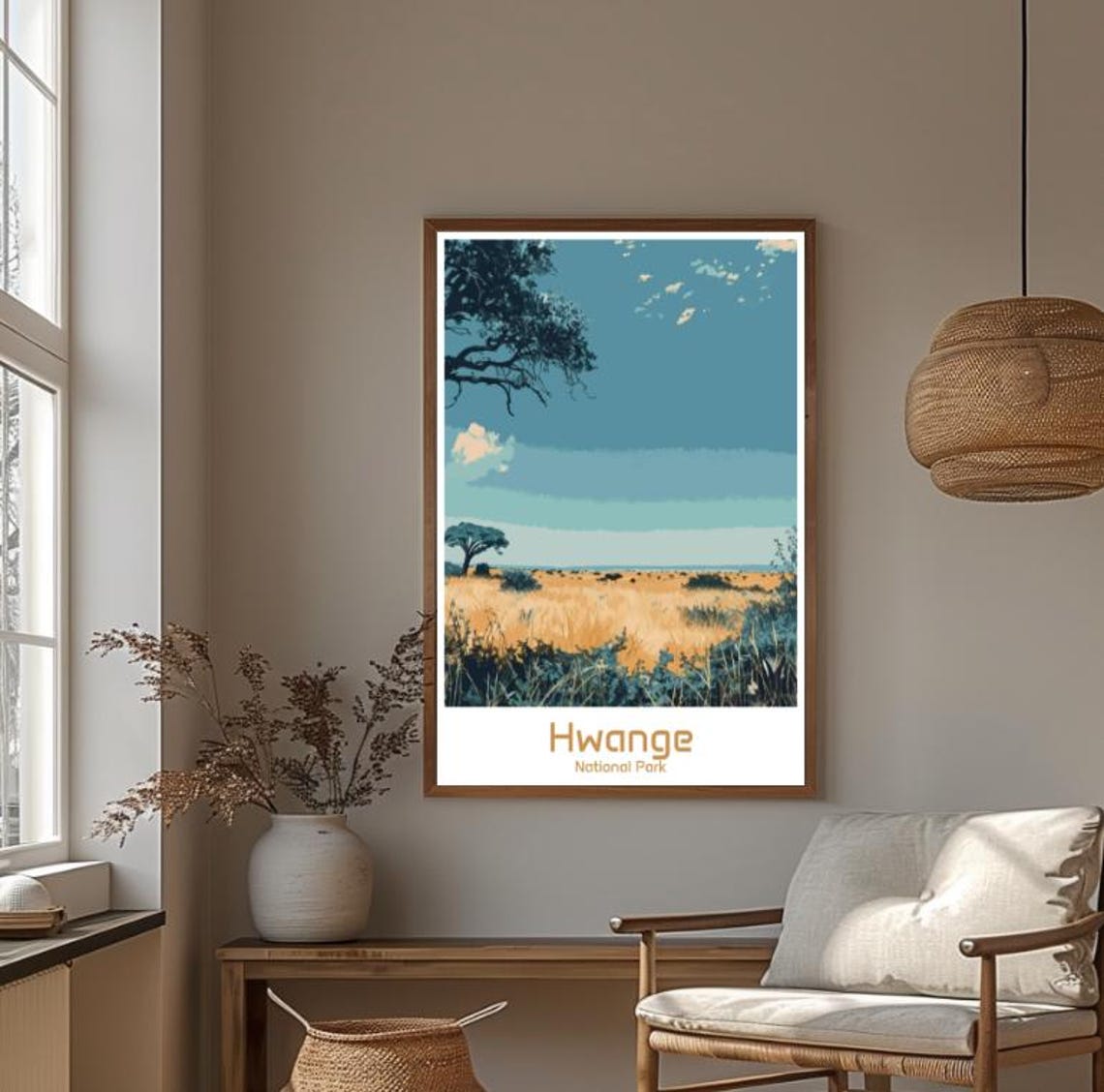 Hwange National Park Travel Postervintage Wildlife Wall Art Zimbabwe Landscape Print African Safari Decor Nature Travel Gift For Home - Image 4