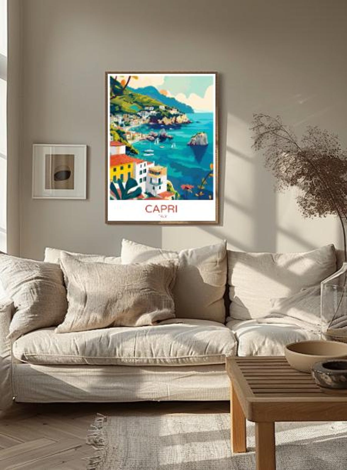 Capri Italy Coastal Village Cliffs and Rocky Bay Cove Poster - Image 2