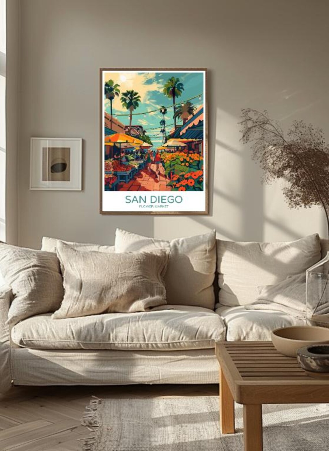 San Diego Flower Market Colorful Floral Street Scene Art Poster - Image 3