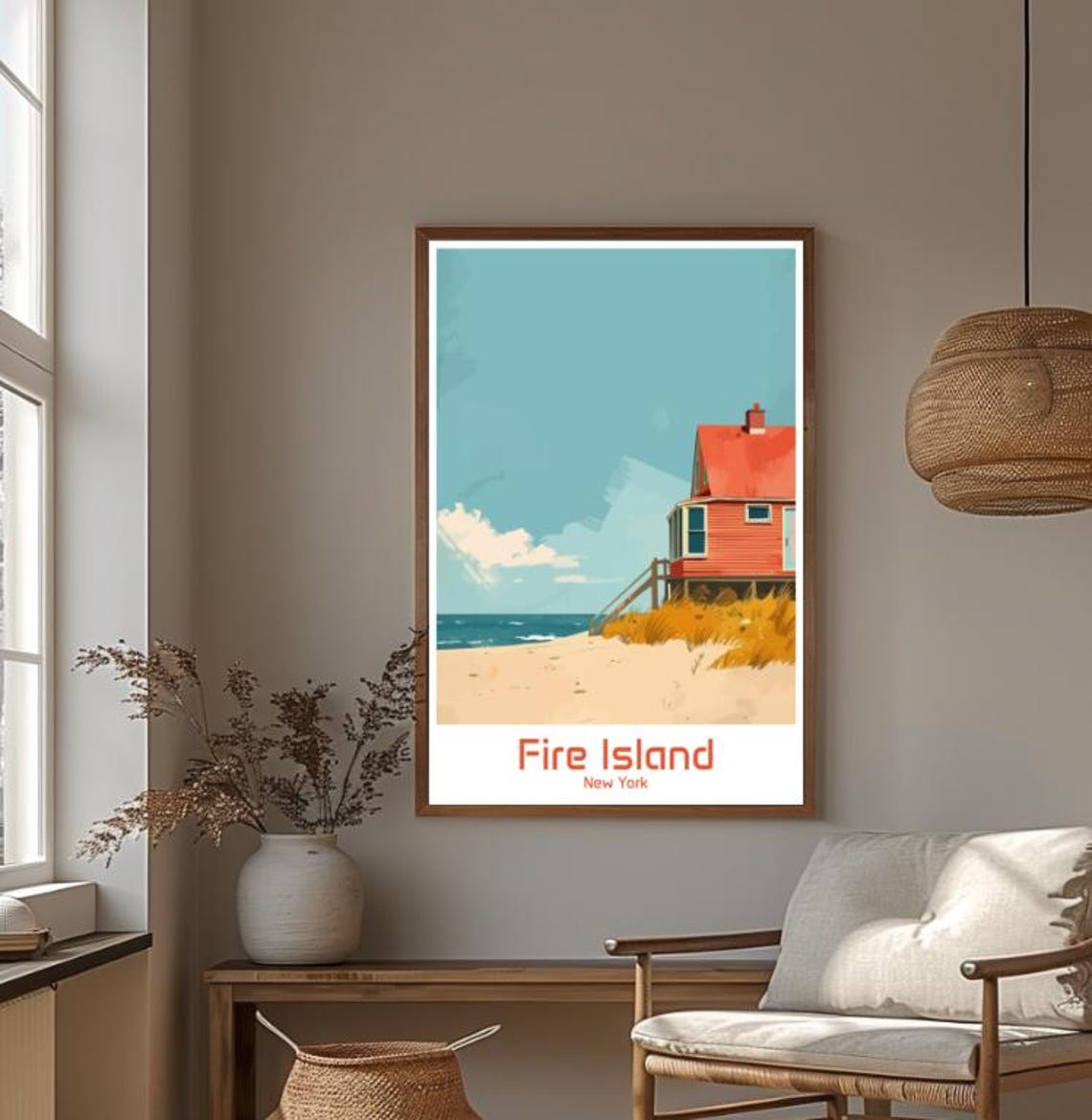Fire Island New York Beach Cottage Dunes Seaside Travel Poster - Image 4