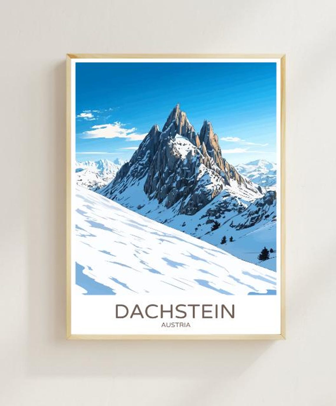 Dachstein Austria Snowy Alpine Peak Winter Mountain View Poster