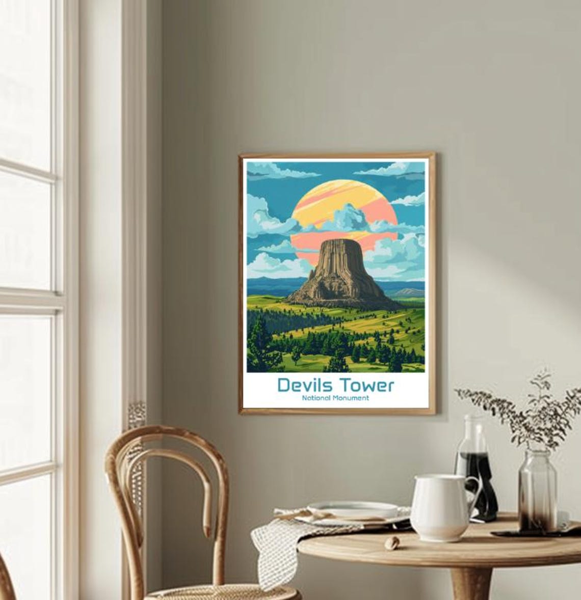 Devils Tower National Monument Sunset Wyoming Landscape Poster - Image 2