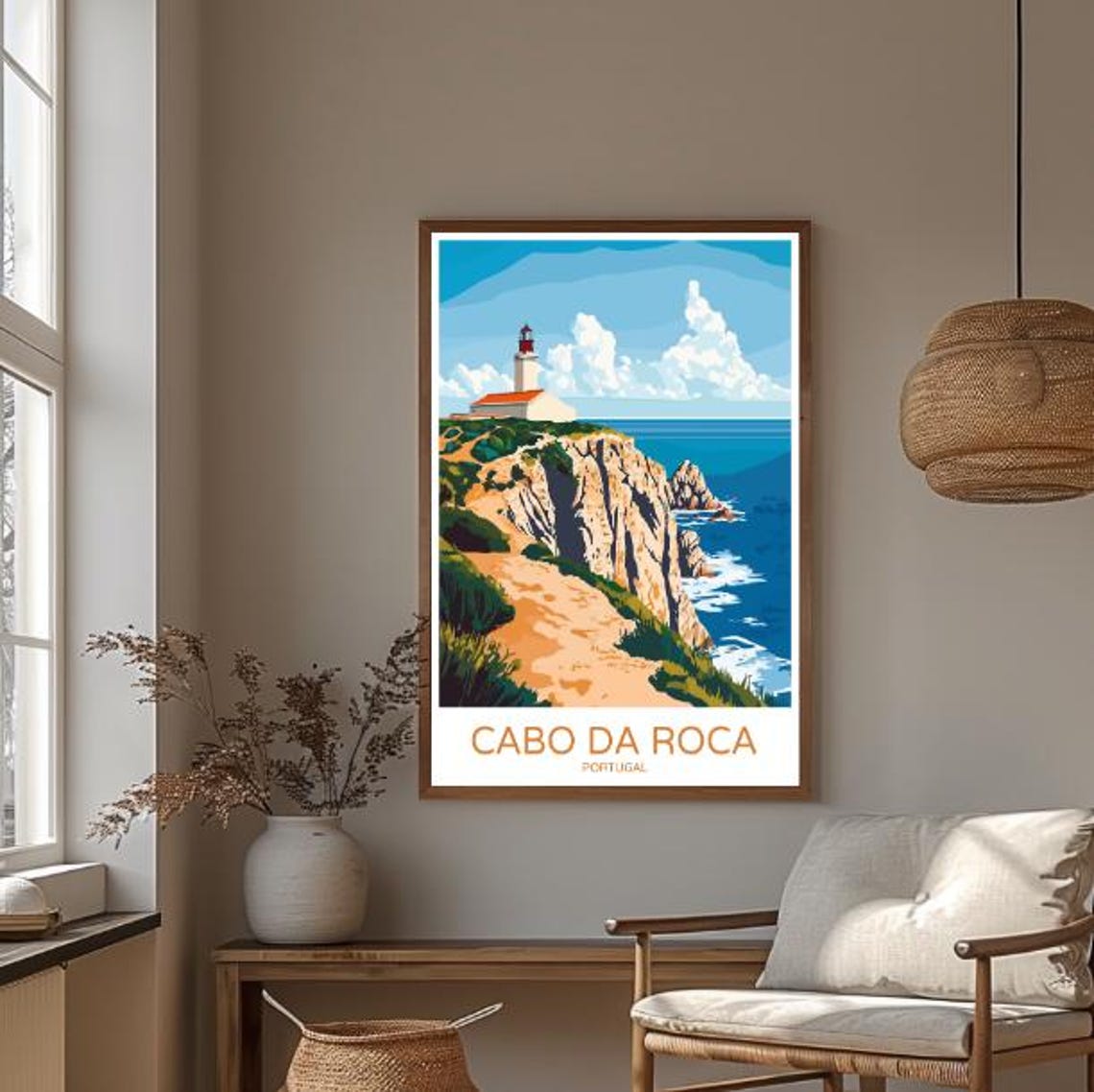 Cabo da Roca Portugal Lighthouse Over Dramatic Ocean Cliffs Poster - Image 3