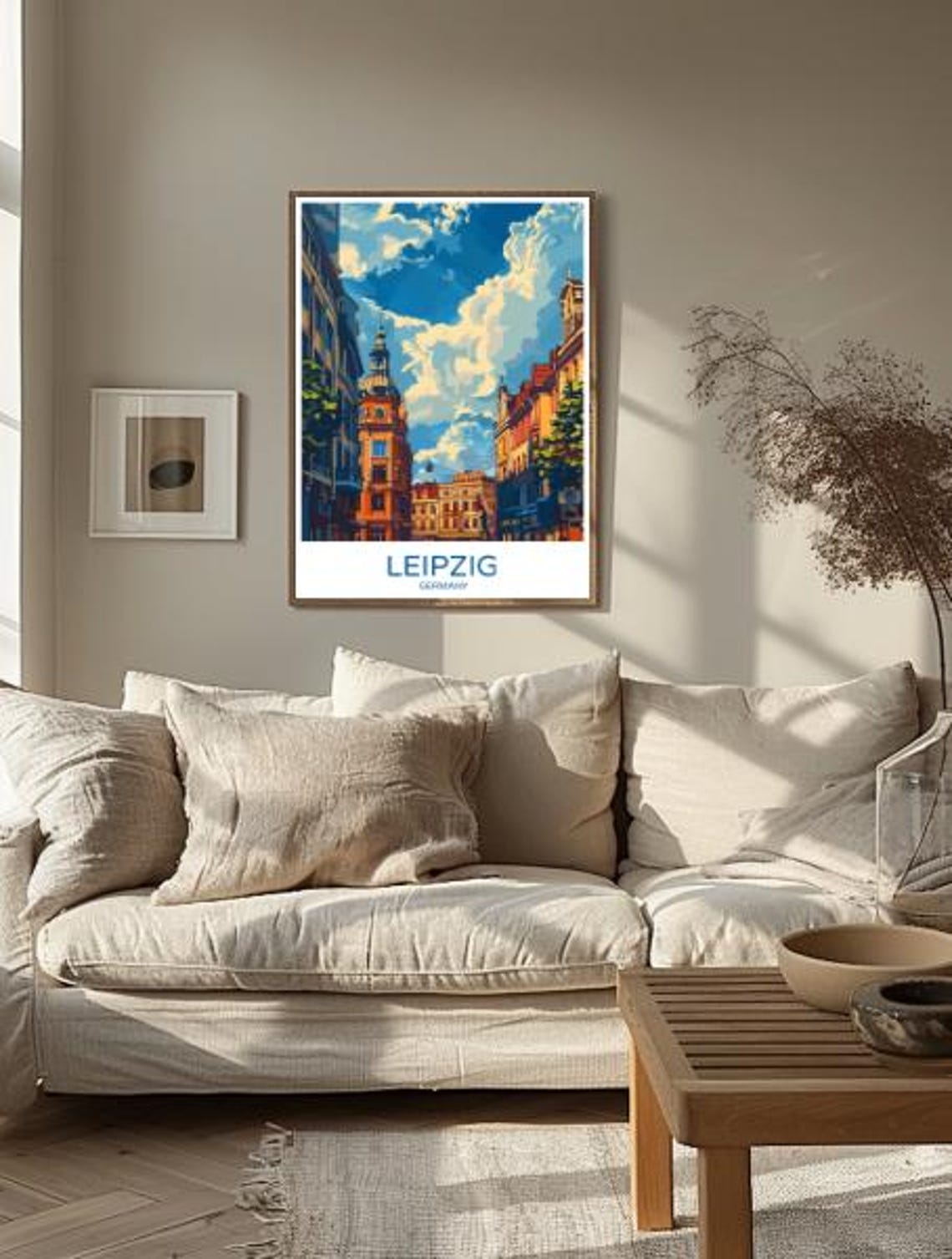 Leipzig Germany Historic Street Poster With Ornate Dome Building Sky - Image 2