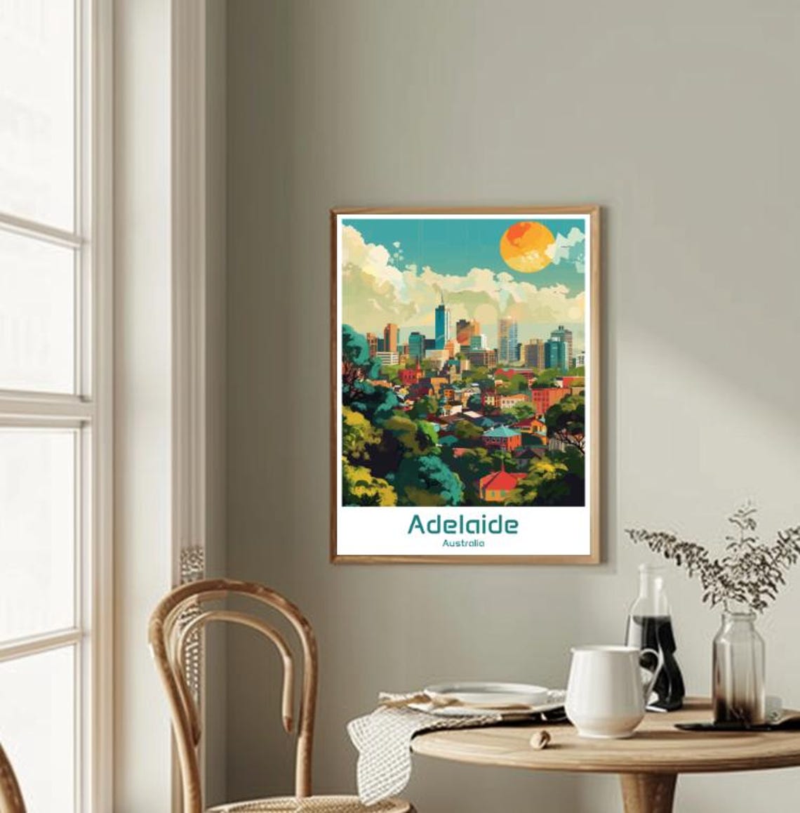 Vibrant Adelaide Australia City Skyline Sunset Park View Poster - Image 2