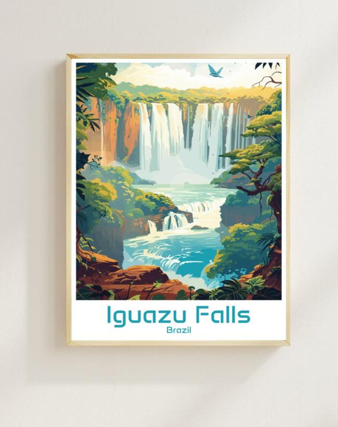 Iguazu Falls Brazil Travel Poster Stunning Wall Art Of Waterfalls Nature Iguazu National Park Print