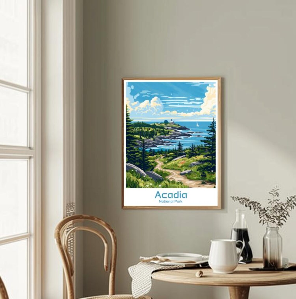 Acadia National Park Maine Coastal Trail Lighthouse Travel Poster - Image 2
