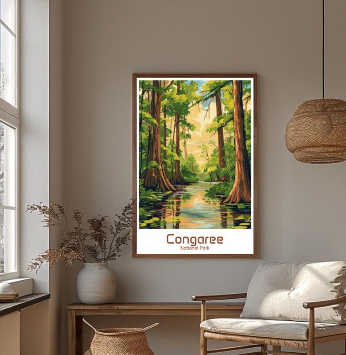 Congaree National Park Cypress Swamp Sunlit Water Scenic Poster - Image 4