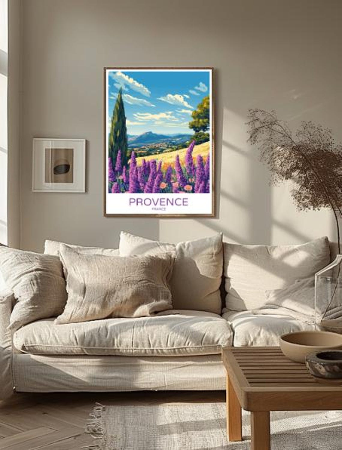 Provence France Lavender Fields Cypress Tree Mountain View Poster - Image 2