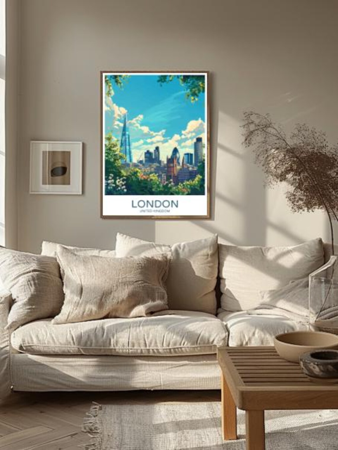 London United Kingdom Shard Garden View Skyline Travel Poster - Image 2