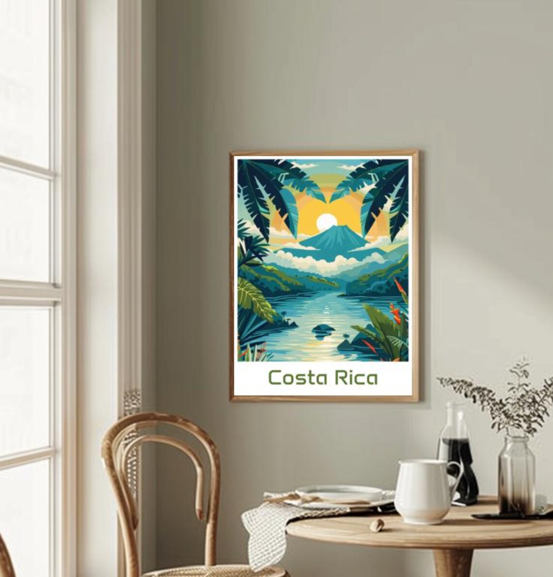 Costa Rica Volcano Lake Sunrise Rainforest Vintage Travel Poster - Image 2