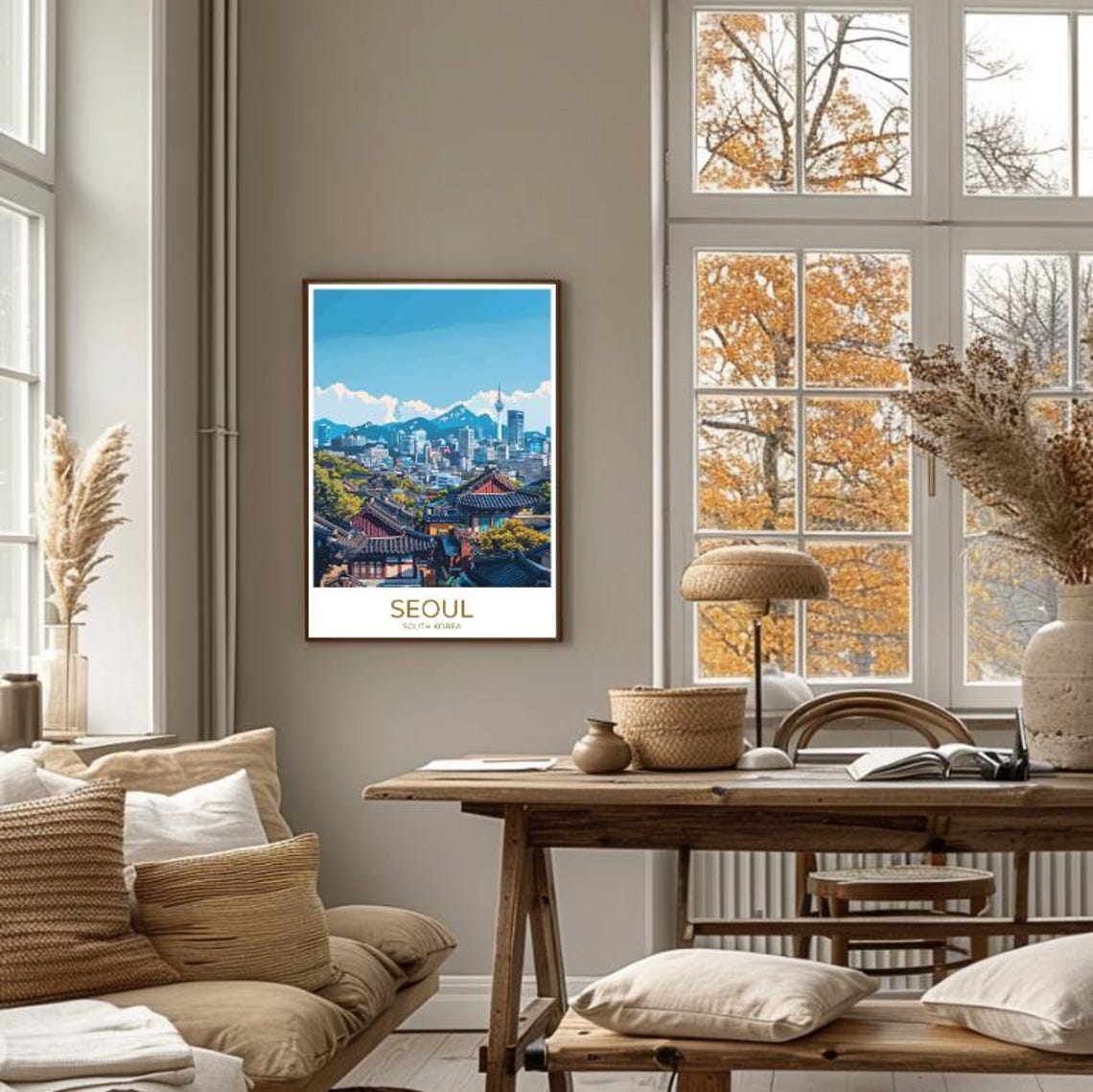 Seoul N Seoul Tower Over Hanok Rooftops South Korea Travel Poster - Image 4