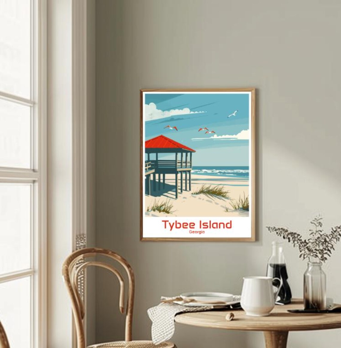 Tybee Island Georgia Beach Pavilion Dunes Vintage Style Poster - Image 2