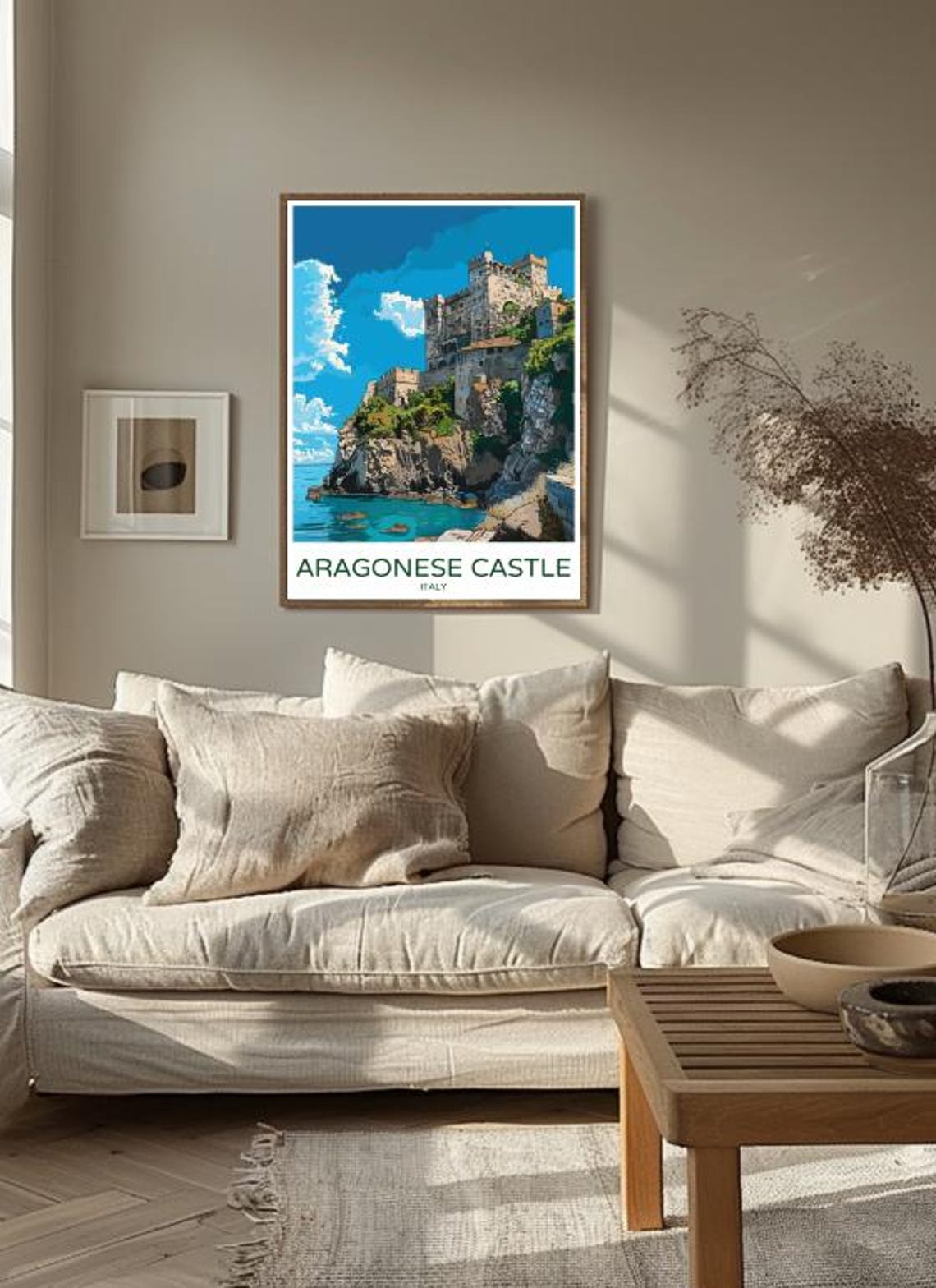 Aragonese Castle Italy Seaside Cliff Fortress Coastal View Poster - Image 3