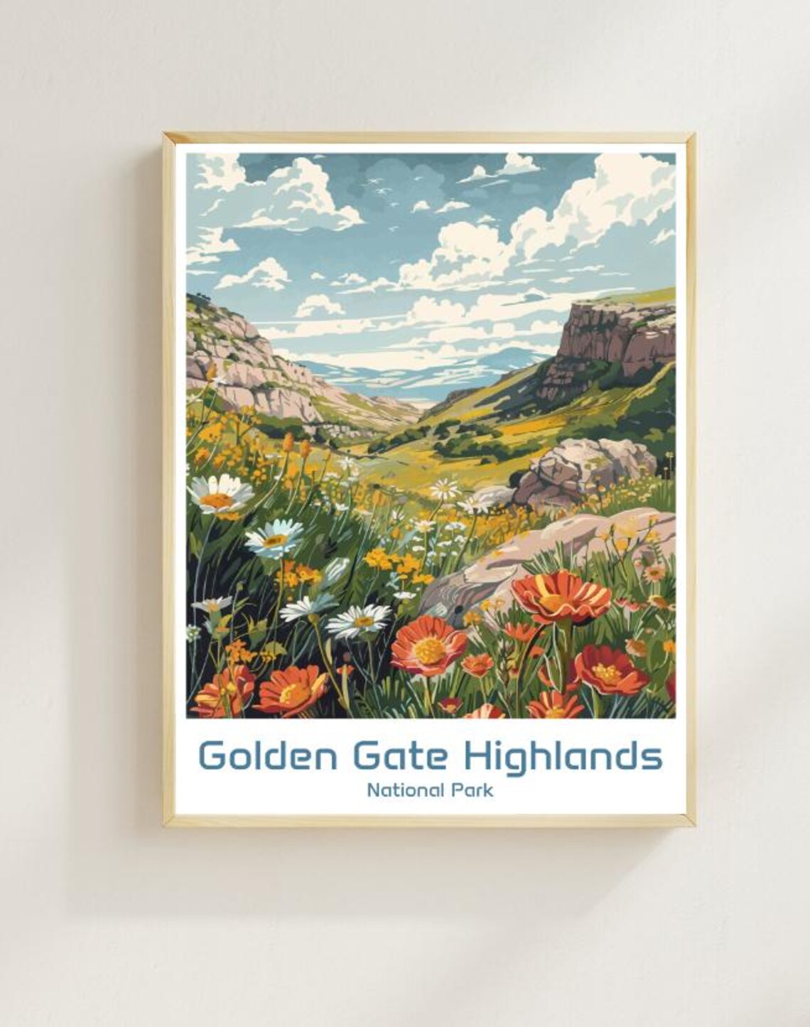 Golden Gate Highlands National Park Wildflower Valley Travel Poster
