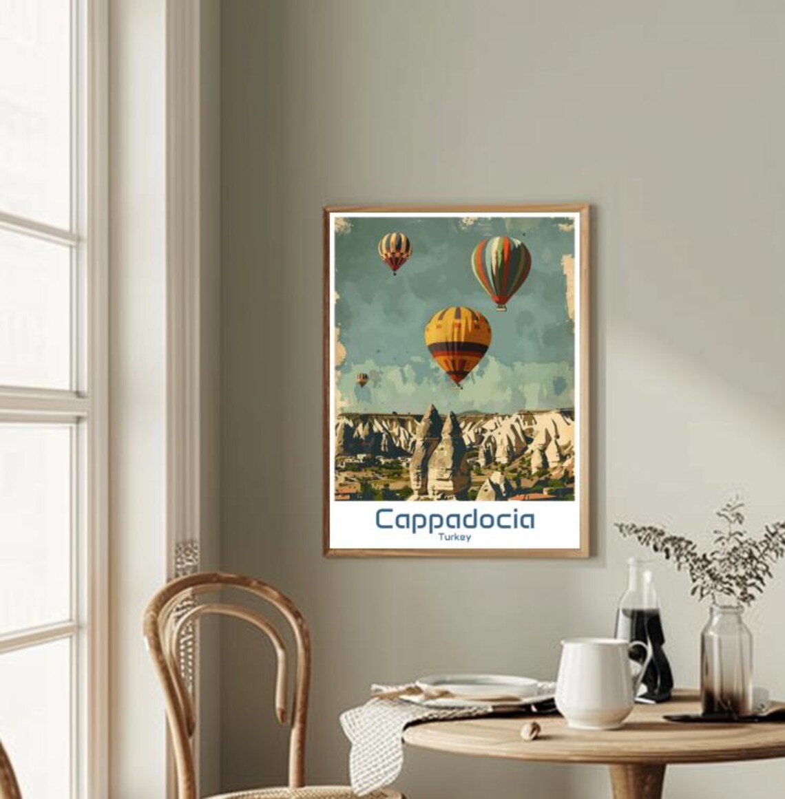 Cappadocia Turkey Hot Air Balloons Fairy Chimneys Vintage Travel Poster - Image 2