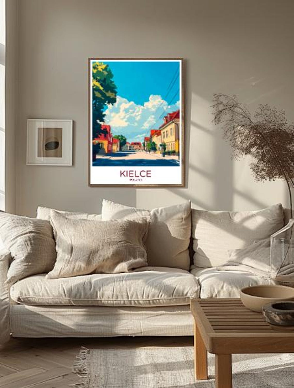 Kielce Poland Travel Poster with a Sunny Old Street and Red Rooftops - Image 2
