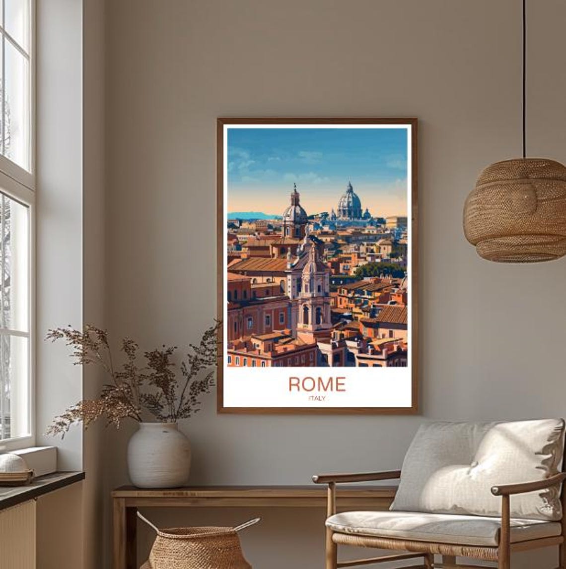 Eternal Rome Italy St Peter Dome Rooftops Cityscape Travel Poster - Image 3