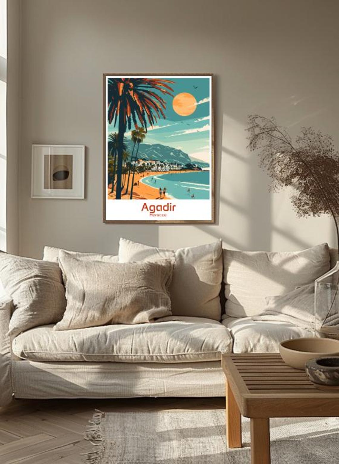 Tropical Agadir Morocco Palm Beach Sunset Mountain Coast Poster - Image 3