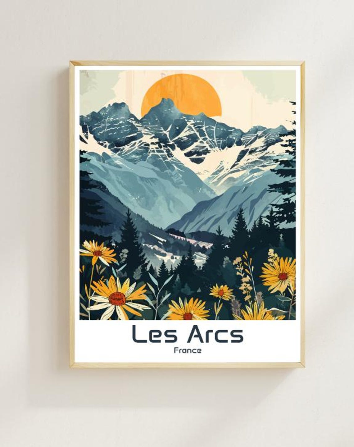 Les Arcs France Travel Poster Print French Alps Wall Decor Ski Resort Poster Alpine Travel Photography