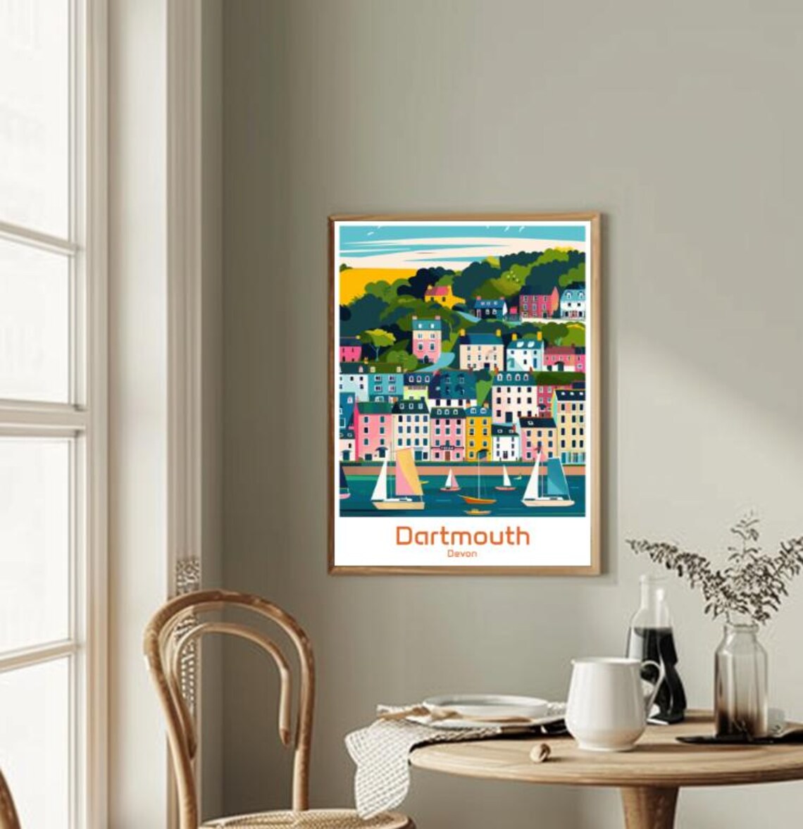 Dartmouth Devon England Harbor Sailboats Vintage Travel Poster - Image 2