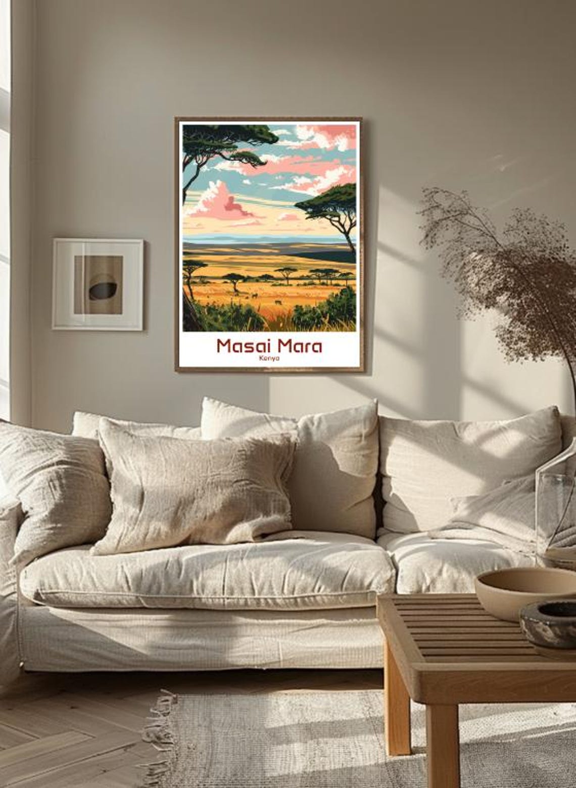 Masai Mara Kenya Safari Savanna Acacia Trees Sunset Wildlife Poster - Image 3
