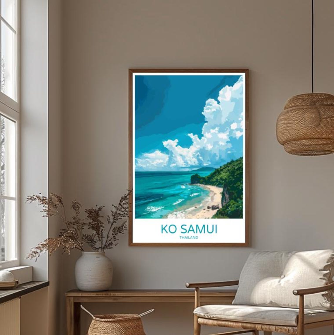 Ko Samui Thailand Tropical Beach with Chaweng Bay Travel Poster - Image 3