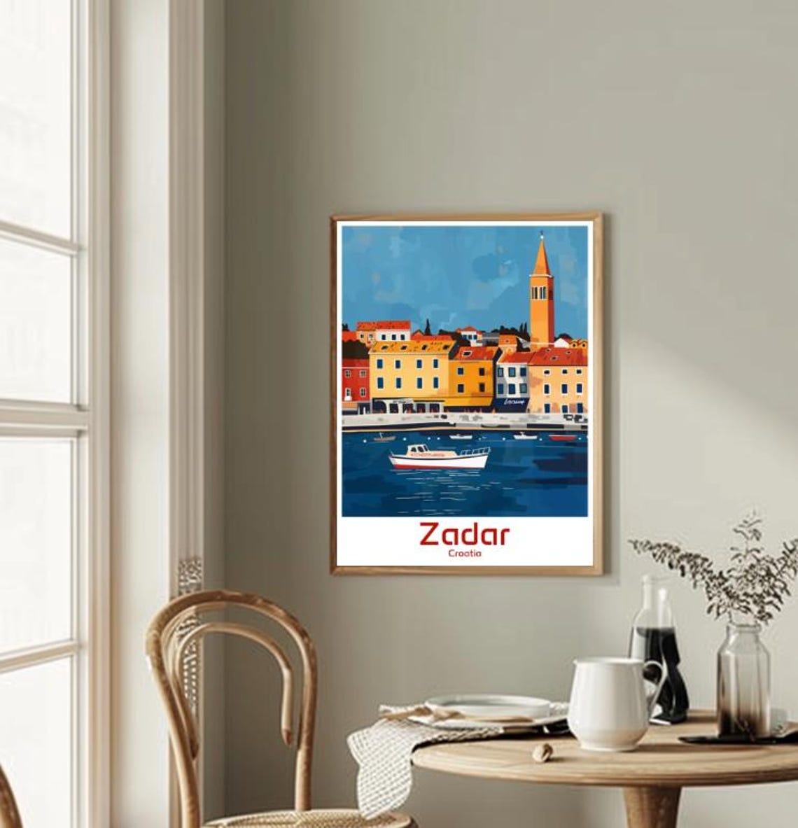 Zadar Croatia Waterfront Old Town with Orange Bell Tower Poster - Image 2