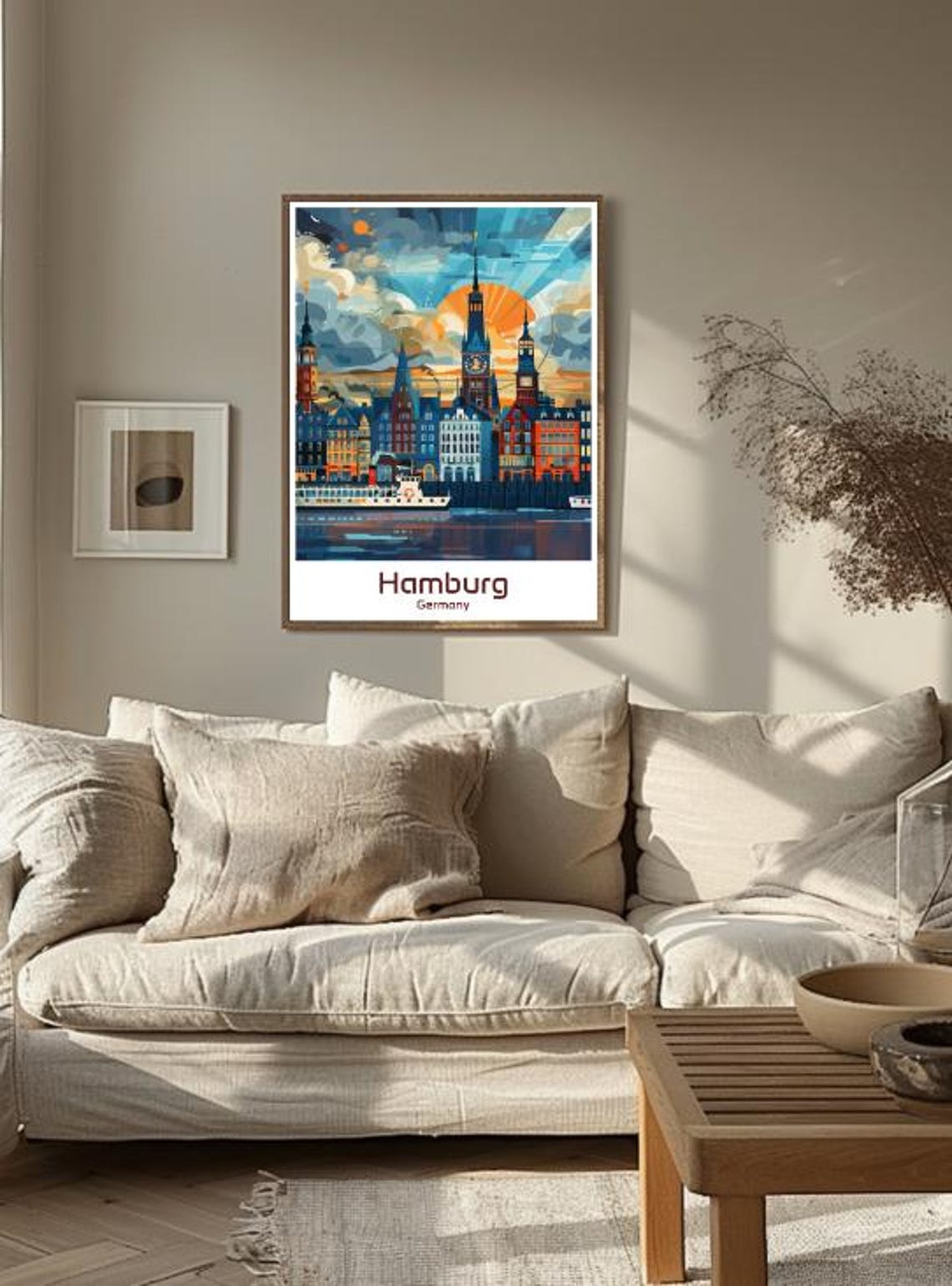 Hamburg Germany Harbor Skyline Dusk Clock Towers Ferry Poster - Image 3
