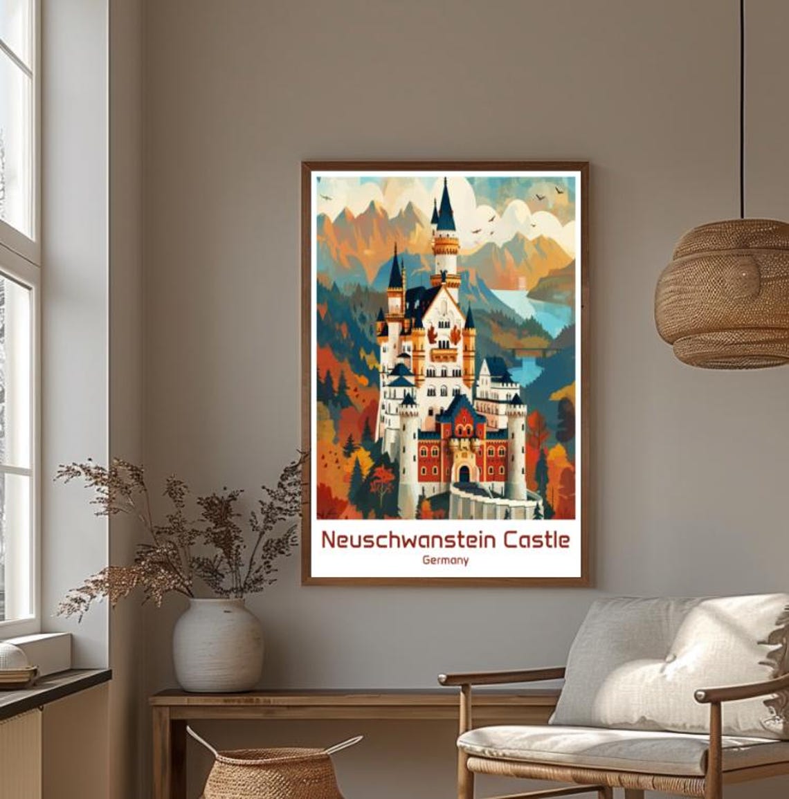 Neuschwanstein Castle Autumn Fairytale Mountain Landscape Poster - Image 4