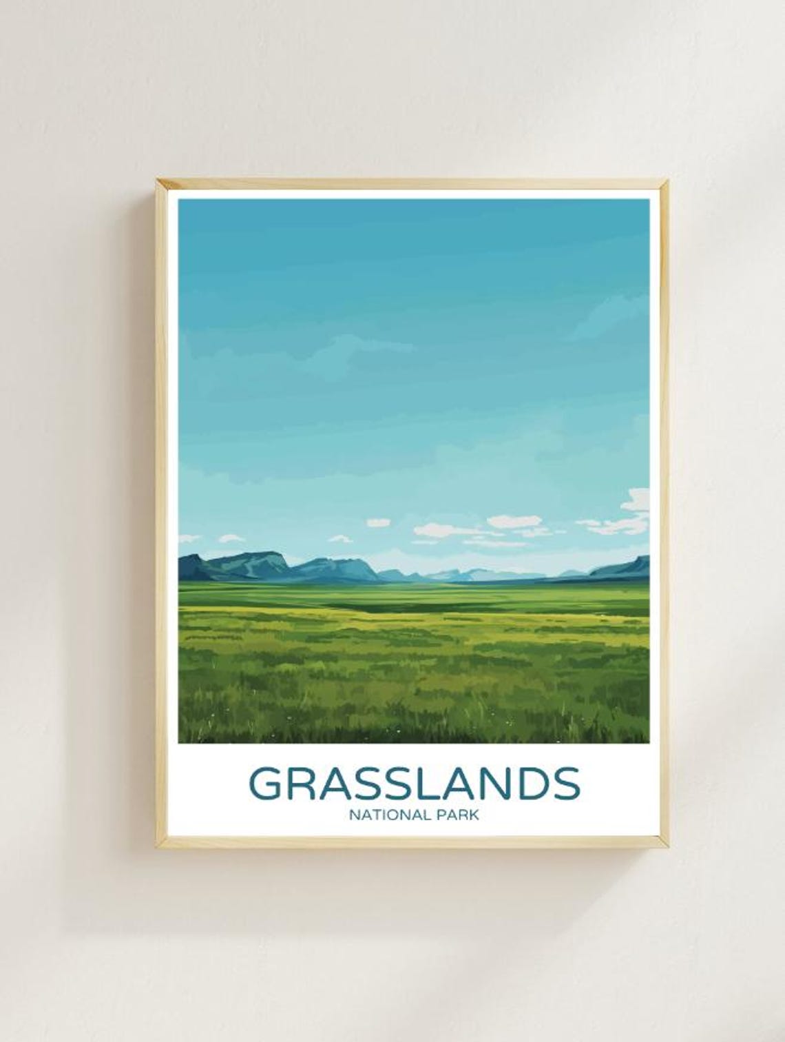 Grasslands National Park Canada Prairie Sky Illustrated Poster