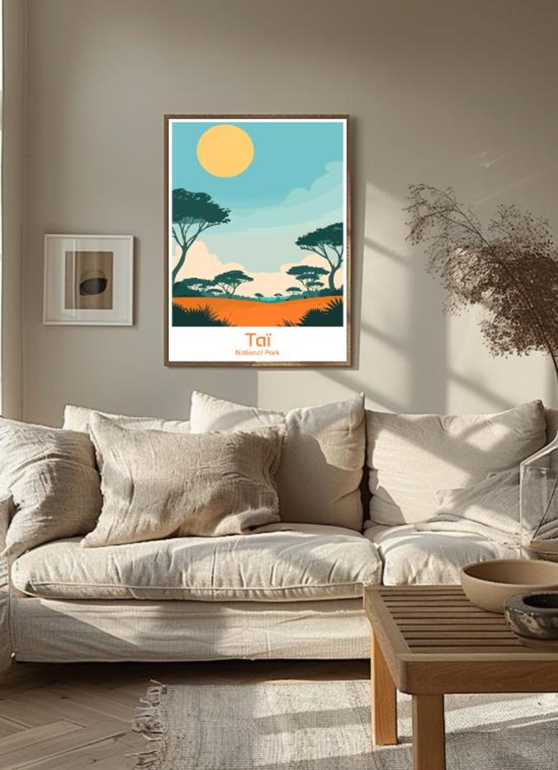 Taï National Park African Savanna Acacia Trees Sunset Art Poster - Image 3