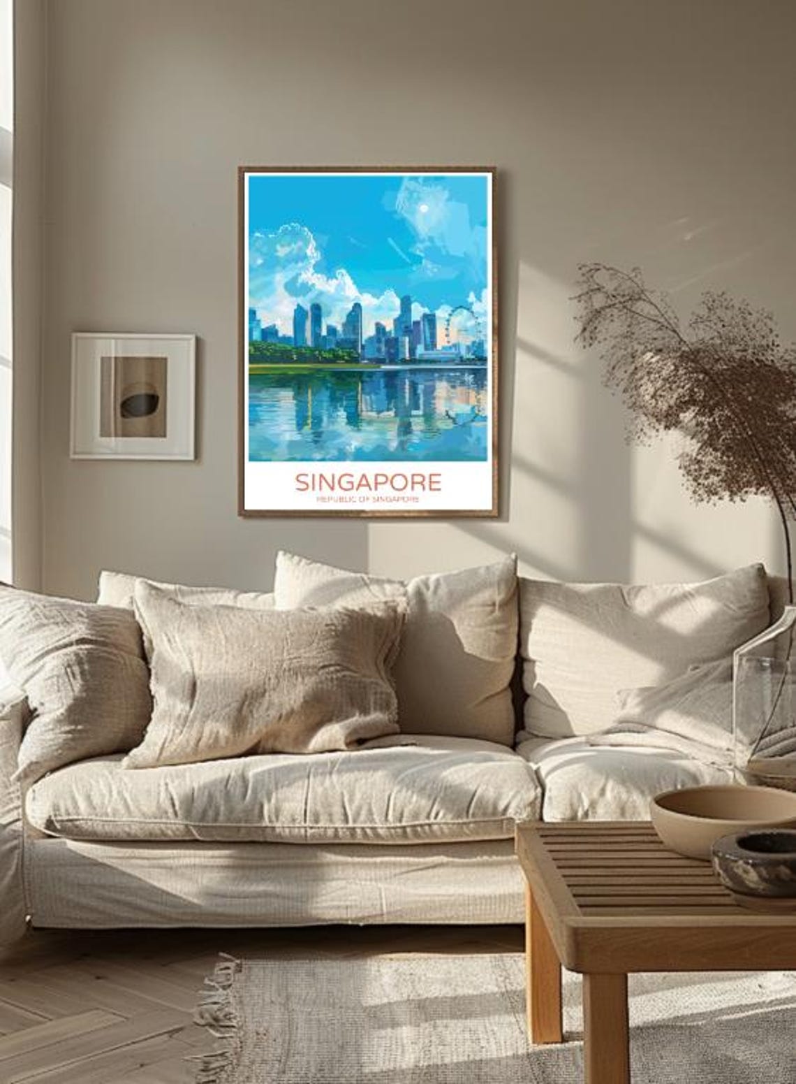 Singapore Skyline with Singapore Flyer Wheel Marina Bay Travel Poster - Image 3