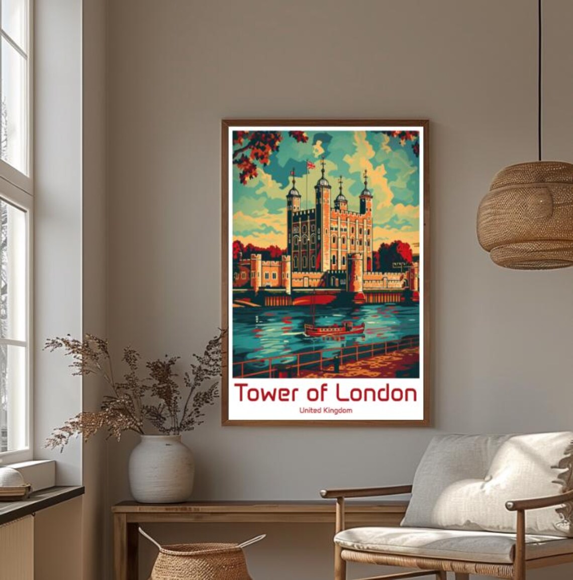 Tower of London Historic Castle Thames River Boat Sunset Travel Poster - Image 4