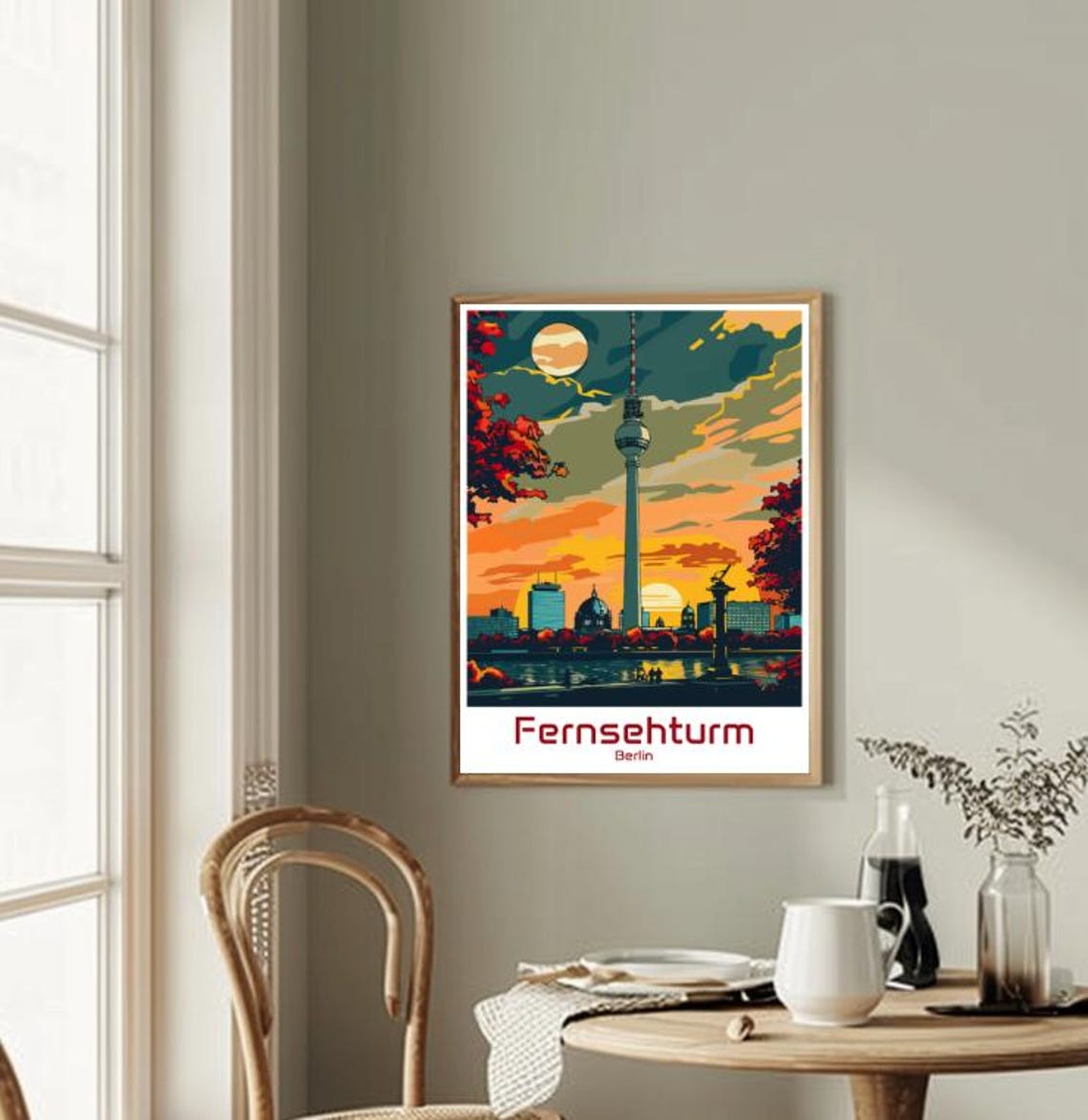 Fernsehturm Berlin Autumn Sunset River Skyline Tower View Poster - Image 2