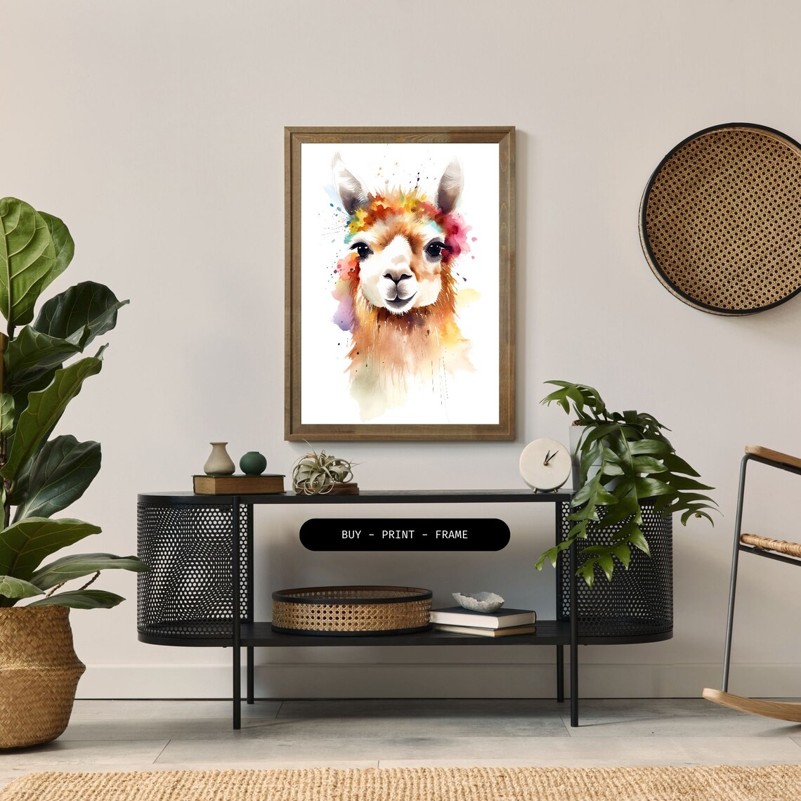 Llama Watercolor Art Print, Modern Farmhouse Decor - Image 2