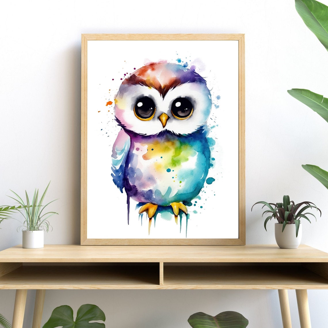 Baby Owl Watercolor, Cute Animal Decor