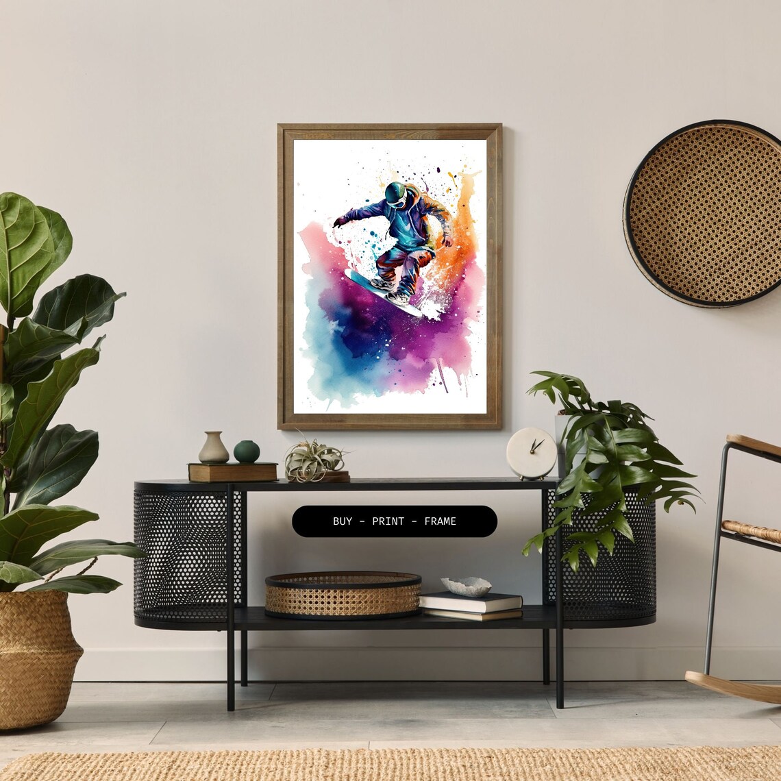 Acrobatic Snowboarder - Contemporary Travel Poster - Image 2