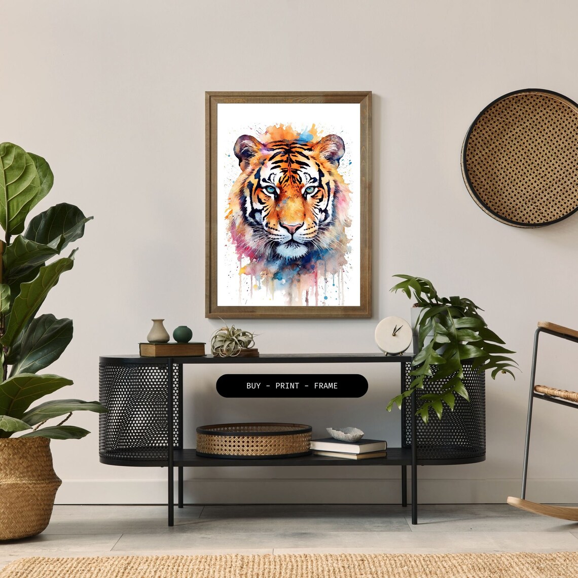 Vibrant Watercolor Tiger, Nature Lovers Decor - Image 2