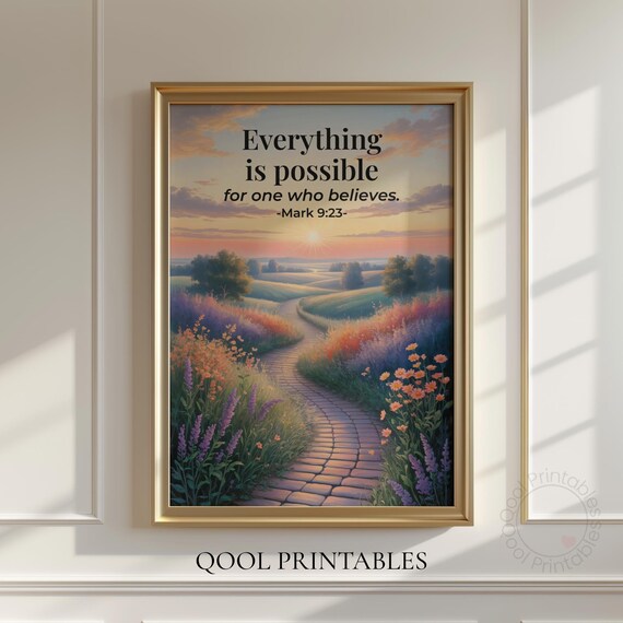 Everything Is Possible Mark 9 23 Wildflower Path Sunrise Wall Art Decor