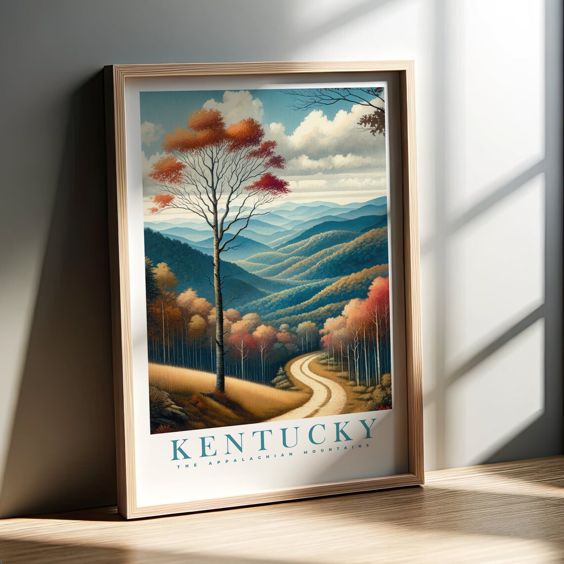 Kentucky Appalachian Mountains Autumn Watercolor Landscape Poster